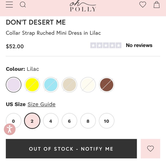 🙈 SOLD 🙈 NWOT Oh Polly collar strap mini ruched dress in lilac - Picture 4 of 8